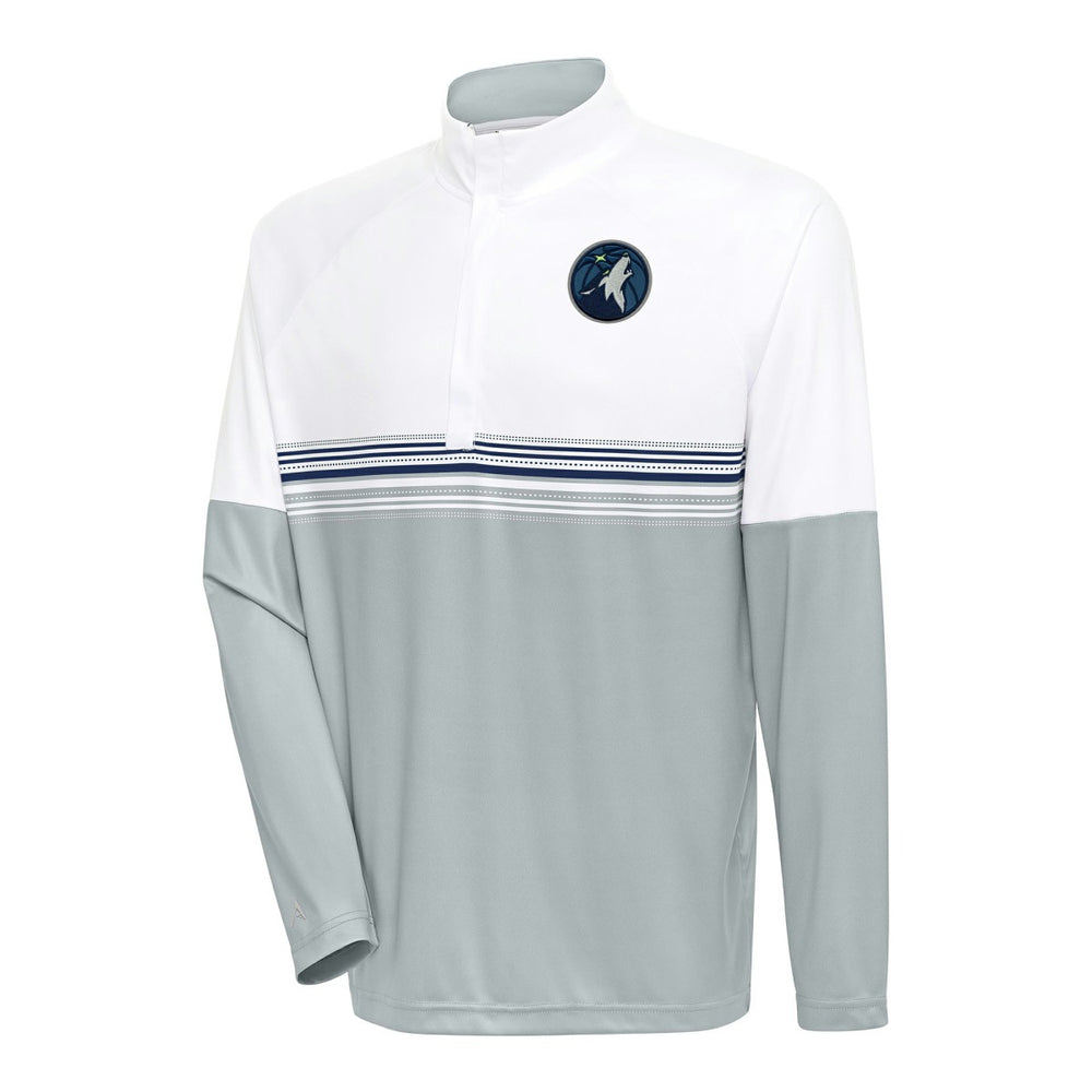 Minnesota Timberwolves Antigua Bender Quarter-Zip Pullover Top - White/Navy for sale