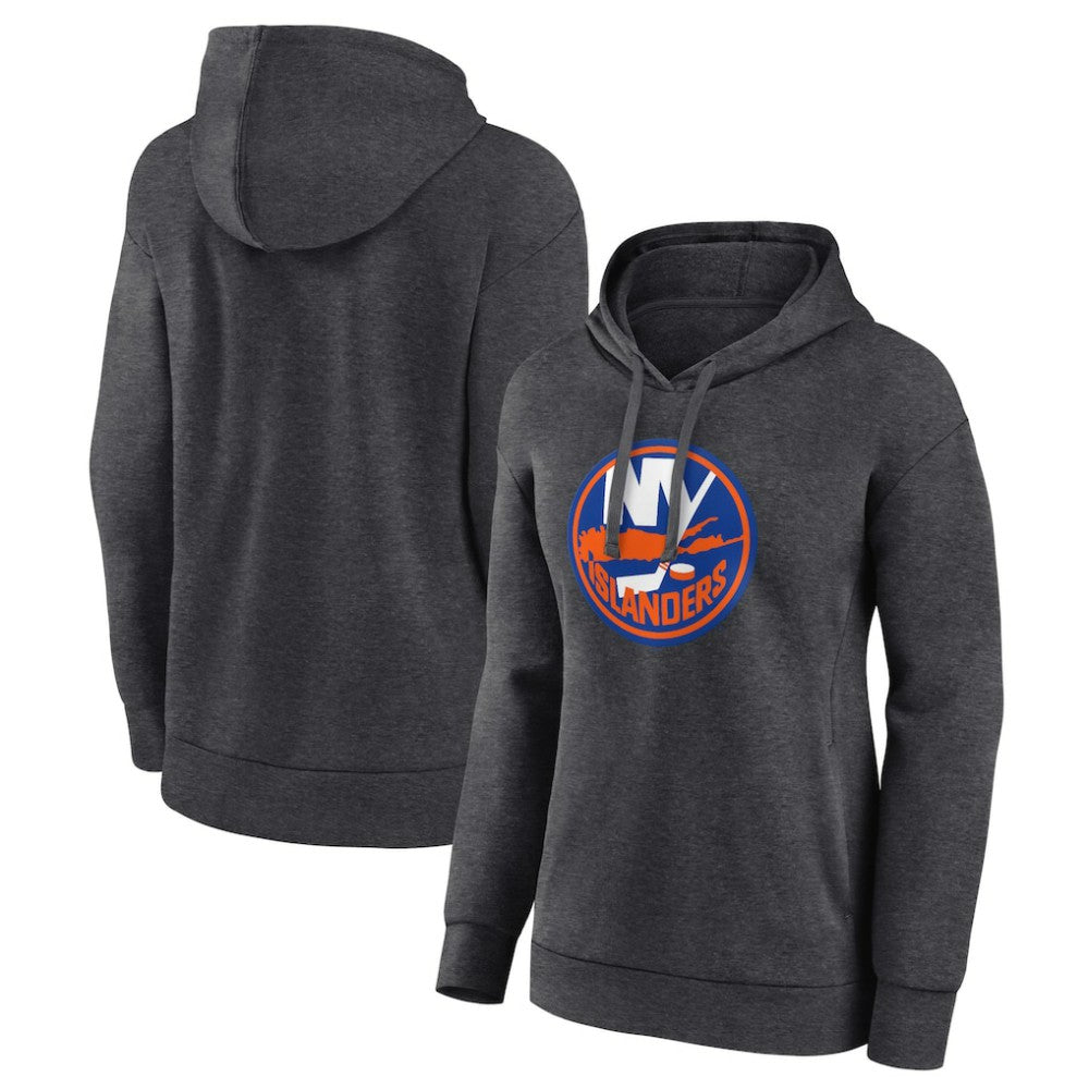 New York Islanders Women's Primary Logo Pullover Hoodie Charcoal