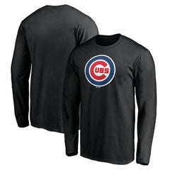 Chicago Cubs Official Team Logo Long Sleeve T-Shirt - Black