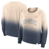 Houston Astros Women's Luxe Lounge Arch Raglan Pullover Sweatshirt - Tan/Navy