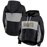 New Orleans Saints Women's Filled Stat Sheet Lighweight Modest Crop Hoodie - Black sale