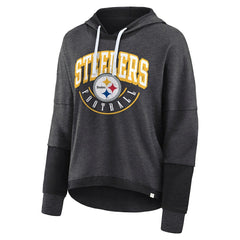 Pittsburgh Steelers Women's Lightewight Modest Crop Lounge Helmet Arch Pullover Hoodie - Charcoal cheap