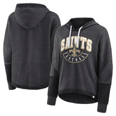 New Orleans Saints Women's Lightewight Modest Crop Lounge Helmet Arch Pullover Hoodie - Charcoal on sale