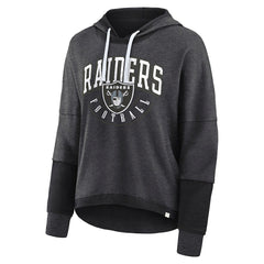 Las Vegas Raiders Women's Lightewight Modest Crop Lounge Helmet Arch Pullover Hoodie - Charcoal discount