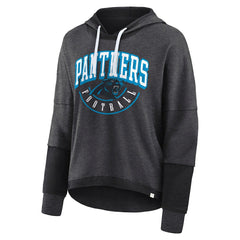 Carolina Panthers Women's Lightewight Modest Crop Lounge Helmet Arch Pullover Hoodie - Charcoal sale