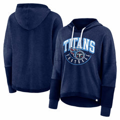 Tennessee Titans Women's Lightewight Modest Crop Lounge Helmet Arch Pullover Hoodie - Navy on sale