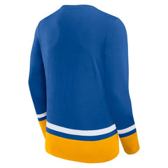 St. Louis Blues Fanatics Back Pass Lace-Up Long Sleeve T-Shirt Blue