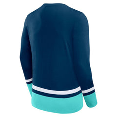 Seattle Kraken Fanatics Back Pass Lace-Up Long Sleeve T-Shirt Deep Sea Blue