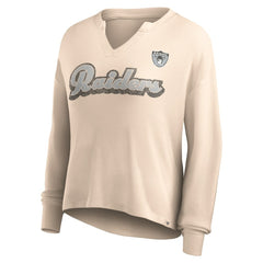 Las Vegas Raiders Women's Go For It Notch Neck Waffle Knit Lightweight Long Sleeve T-Shirt - Tan online