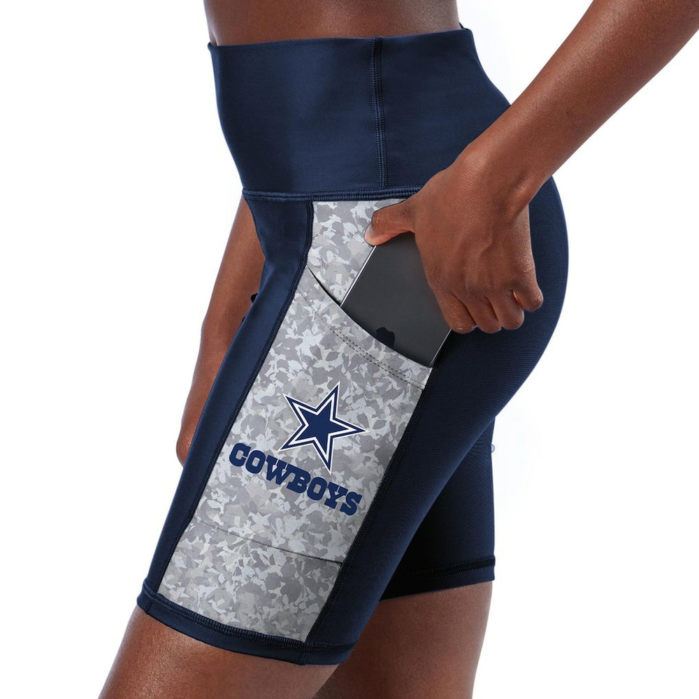 Dallas Cowboys Certo Women's High Waist Logo Two-Pocket Biker Shorts - Navy for sale