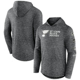 St. Louis Blues Fanatics Stacked Long Sleeve Hoodie T-Shirt Heather Charcoal