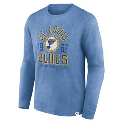 St. Louis Blues Fanatics Keep The Zone Long Sleeve T-Shirt Heather Blue