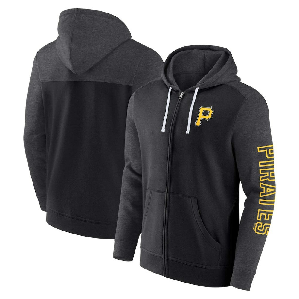 Pittsburgh Pirates Offensive Line Up Lightweight Full-Zip Hoodie - Black