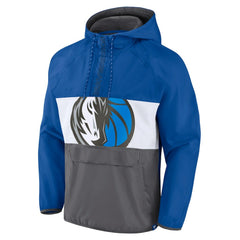 Dallas Mavericks Anorak Flagrant Foul Color-Block Raglan Hoodie Half-Zip Jacket sale - Blue/Gray | Fanatics outlet