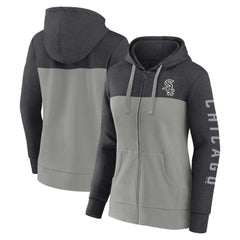 Chicago White Sox Women's City Ties Hoodie Full-Zip Sweatshirt - Heather Charcoal/Gray