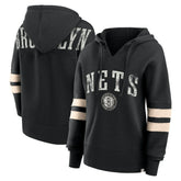 Brooklyn Nets Women's Bold Move Dolman V-Neck High Hip Hoodie - Black | Fanatics sale
