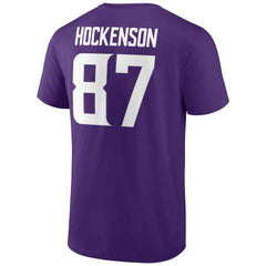 T.J. Hockenson Minnesota Vikings Icon Player Name & Number T-Shirt - Purple on sale