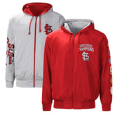 St. Louis Cardinals G-III Sports by Carl Banks Southpaw Reversible Raglan Hoodie Full-Zip Jacket - Red/Heather Gray