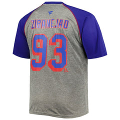 Mika Zibanejad New York Rangers Fanatics Big & Tall Contrast Raglan Name & Number T-Shirt Heather Gray/Blue
