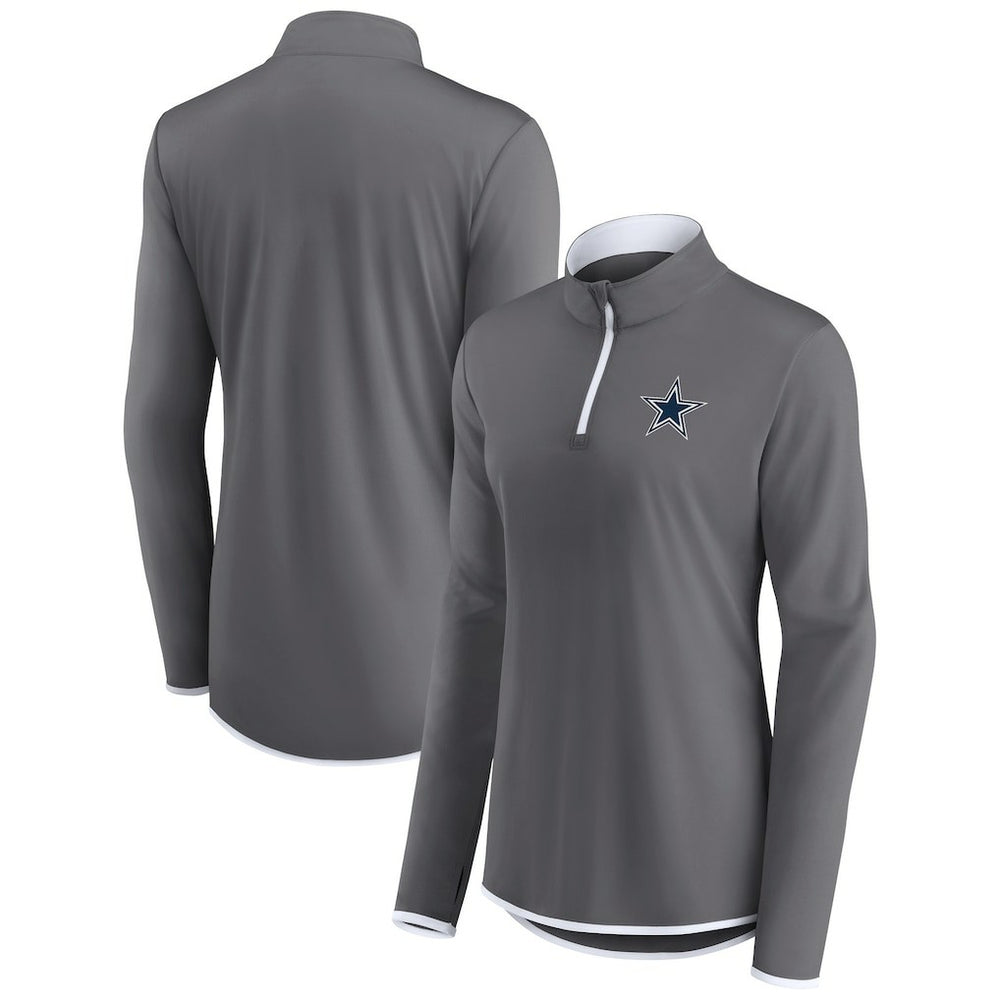 Dallas Cowboys Women's Corner Long Sleeve 1/4 Zip Top - Gray for sale