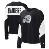 Las Vegas Raiders Starter Women's Insight Crop Tri-Blend Long Sleeve T-Shirt - Black for sale