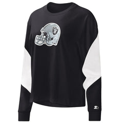 Las Vegas Raiders Starter Women's Insight Crop Tri-Blend Long Sleeve T-Shirt - Black for sale