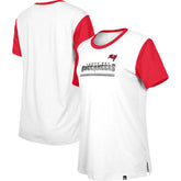 Tampa Bay Buccaneers New Era Women's Third Down Colorblock T-Shirt - White/Red cheap