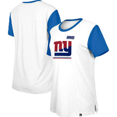 New York Giants New Era Women's Third Down Colorblock T-Shirt - White/Royal on sale