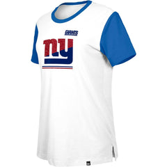 New York Giants New Era Women's Third Down Colorblock T-Shirt - White/Royal on sale