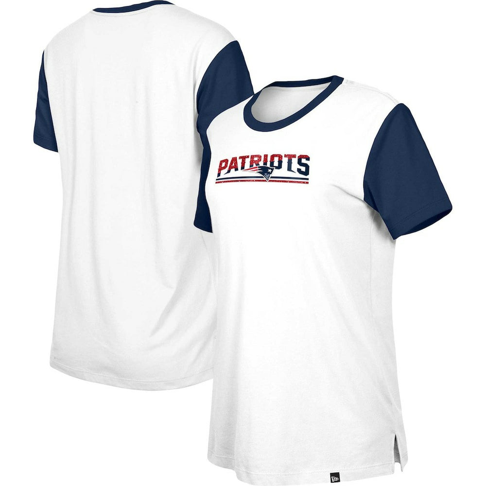New England Patriots New Era Women's Third Down Colorblock T-Shirt - White/Navy online
