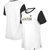 New Orleans Saints New Era Women's Third Down Colorblock T-Shirt - White/Black outlet