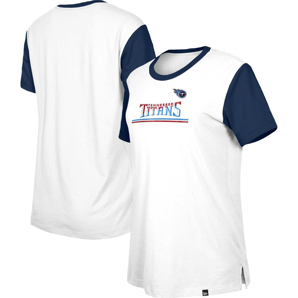 Tennessee Titans New Era Women's Third Down Colorblock T-Shirt - White/Navy on sale