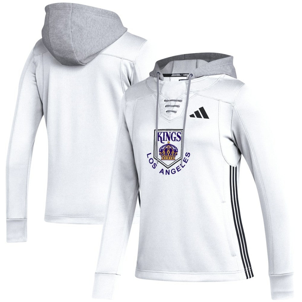 Los Angeles Kings adidas Women's Refresh Skate Lace AEROREADY Pullover Hoodie White