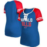 Buffalo Bills New Era Women's Raglan Lace-Up T-Shirt - Royal sale