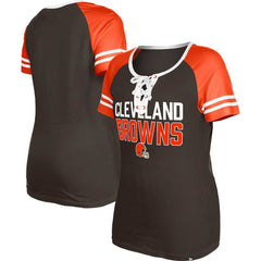 Cleveland Browns New Era Women's Raglan Lace-Up T-Shirt - Brown for sale