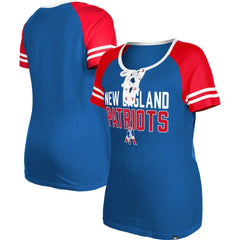 New England Patriots New Era Women's Throwback Raglan Lace-Up T-Shirt - Royal outlet