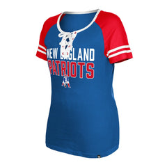 New England Patriots New Era Women's Throwback Raglan Lace-Up T-Shirt - Royal outlet