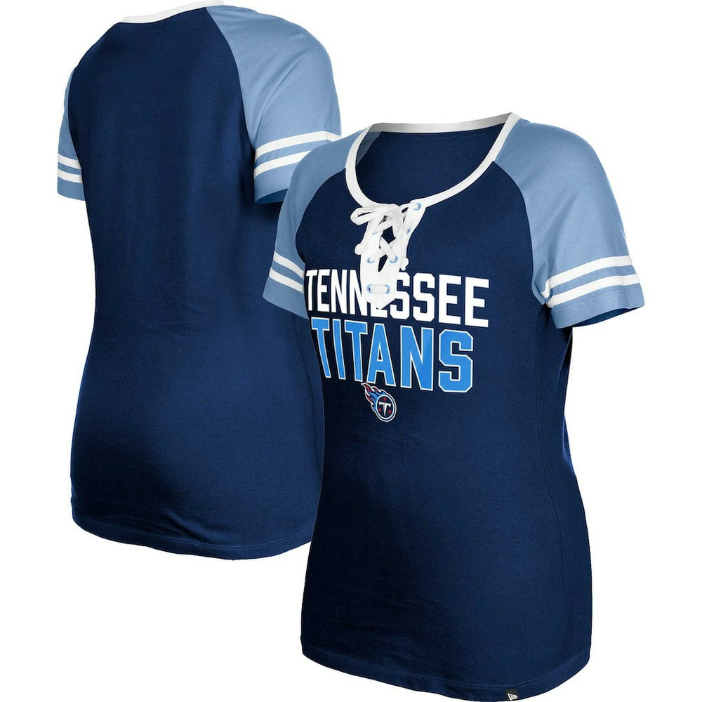 Tennessee Titans New Era Women's Raglan Lace-Up T-Shirt - Navy discount