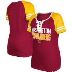 Washington Commanders New Era Women's Raglan Lace-Up T-Shirt - Burgundy outlet