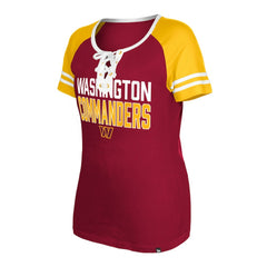 Washington Commanders New Era Women's Raglan Lace-Up T-Shirt - Burgundy outlet