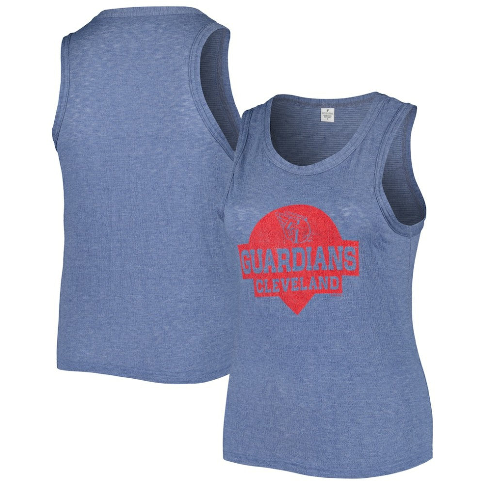 Cleveland Guardians Soft as a Grape Women's Plus Size High Neck Tri-Blend Tank Top - Navy