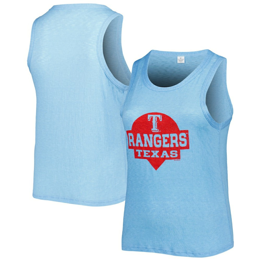 Texas Rangers Soft as a Grape Women's Plus Size High Neck Tri-Blend Tank Top - Royal