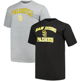San Diego Padres Profile Big & Tall T-Shirt Combo Pack - Black/Heather Gray