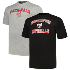 Washington Nationals Profile Big & Tall T-Shirt Combo Pack - Black/Heather Gray