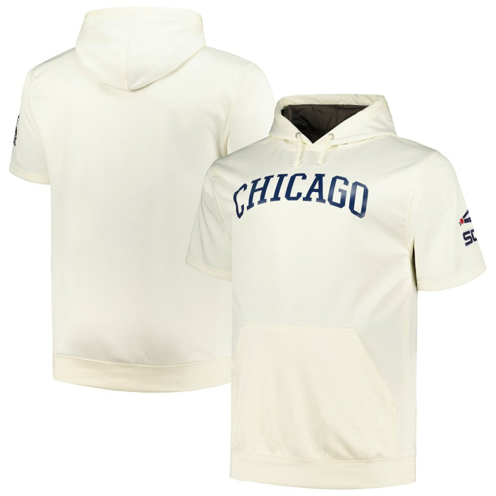 Chicago White Sox Profile Big & Tall Contrast Short Sleeve Pullover Hoodie - Oatmeal