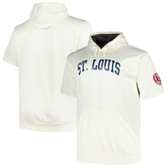 St. Louis Cardinals Profile Big & Tall Contrast Short Sleeve Pullover Hoodie - Oatmeal
