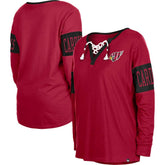 Arizona Cardinals New Era Women's Lace-Up Notch Neck Long Sleeve T-Shirt - Cardinal sale