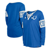 Indianapolis Colts New Era Women's Lace-Up Notch Neck Long Sleeve T-Shirt - Blue online