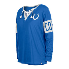 Indianapolis Colts New Era Women's Lace-Up Notch Neck Long Sleeve T-Shirt - Blue online