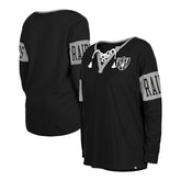 Las Vegas Raiders New Era Women's Lace-Up Notch Neck Long Sleeve T-Shirt - Black cheap